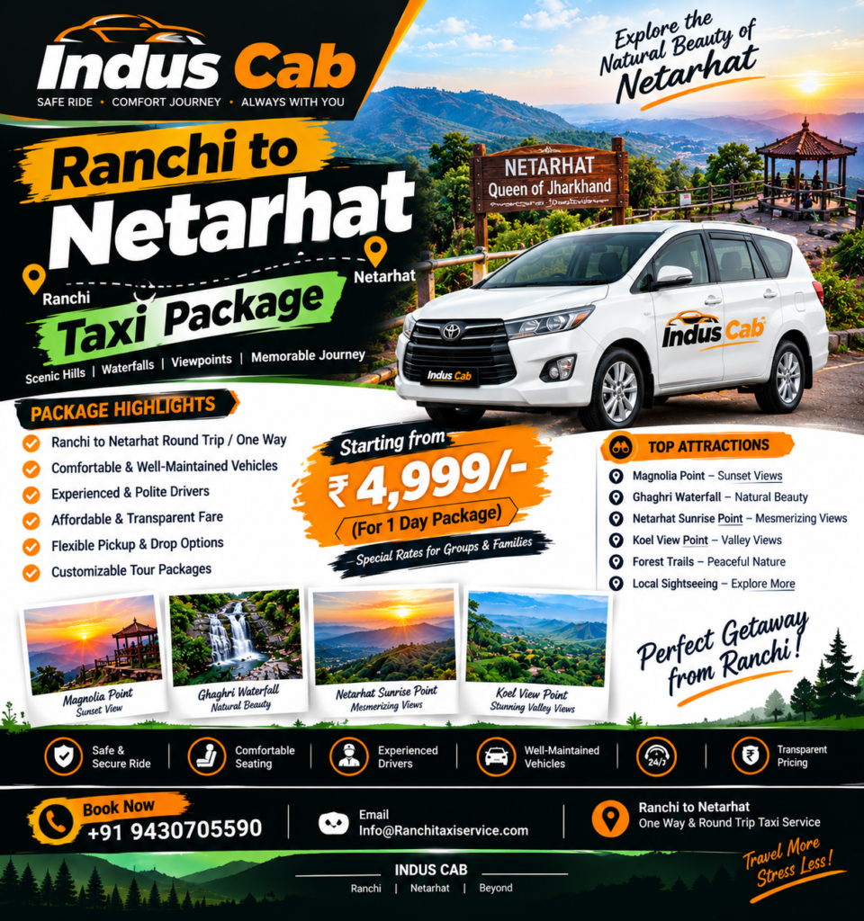 Ranchi To Netarhat taxi Package